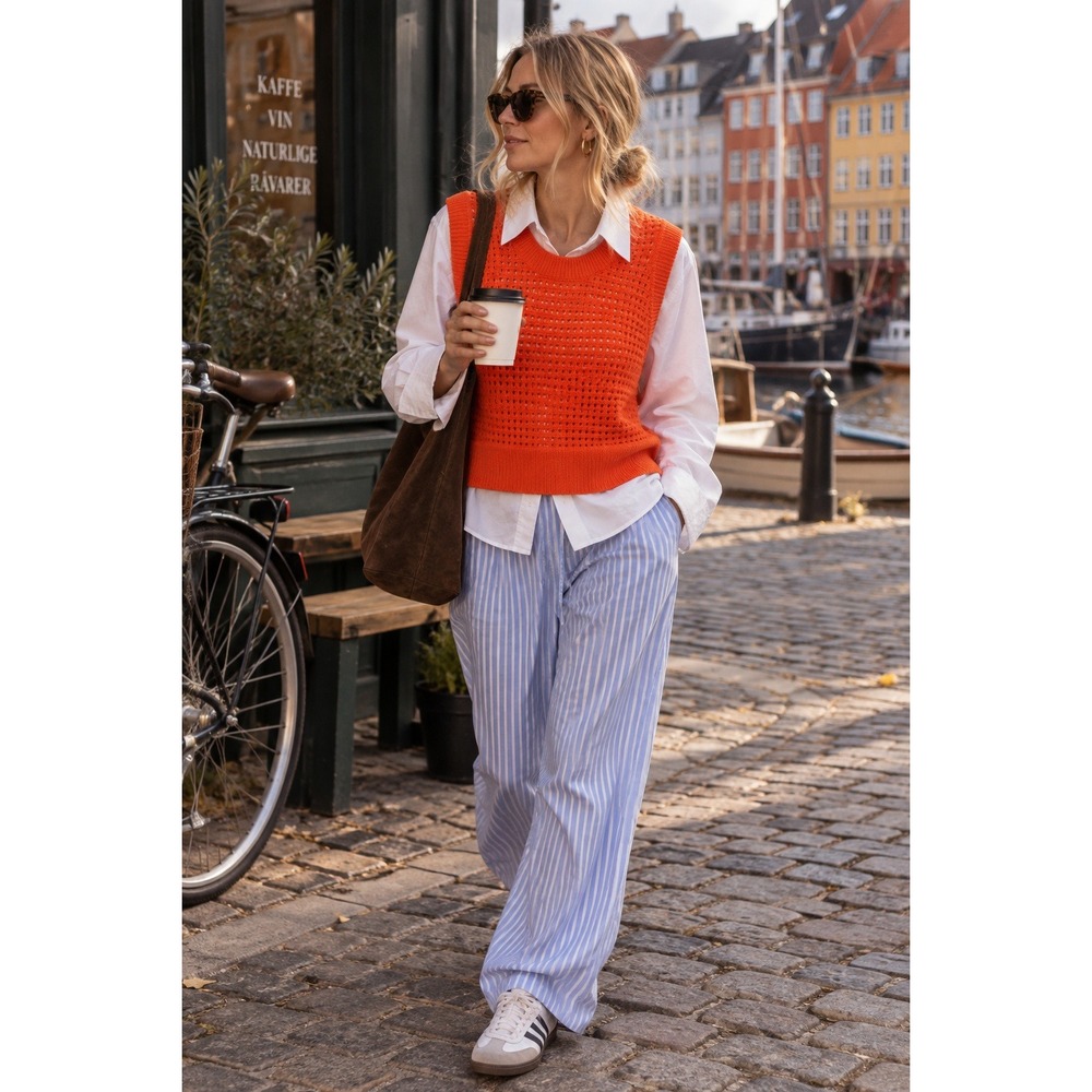 Alice Walk orange cashmere pullover fall colorblock dopamine dress boxy vest xs